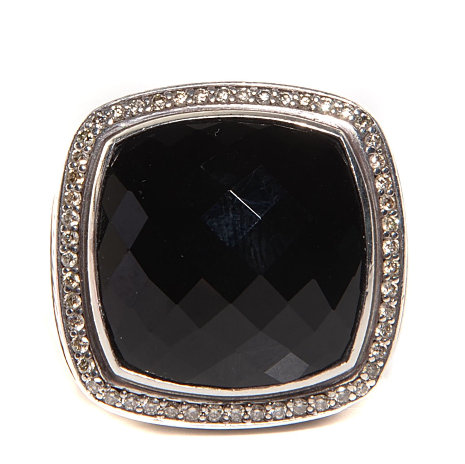 David Yurman Sterling Silver Diamond Black Onyx 20mm Albion Statement Ring 60 9 1 of 6