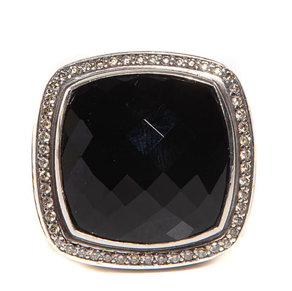 David Yurman Sterling Silver Diamond Black Onyx 20mm Albion Statement Ring 60 9 1 of 6