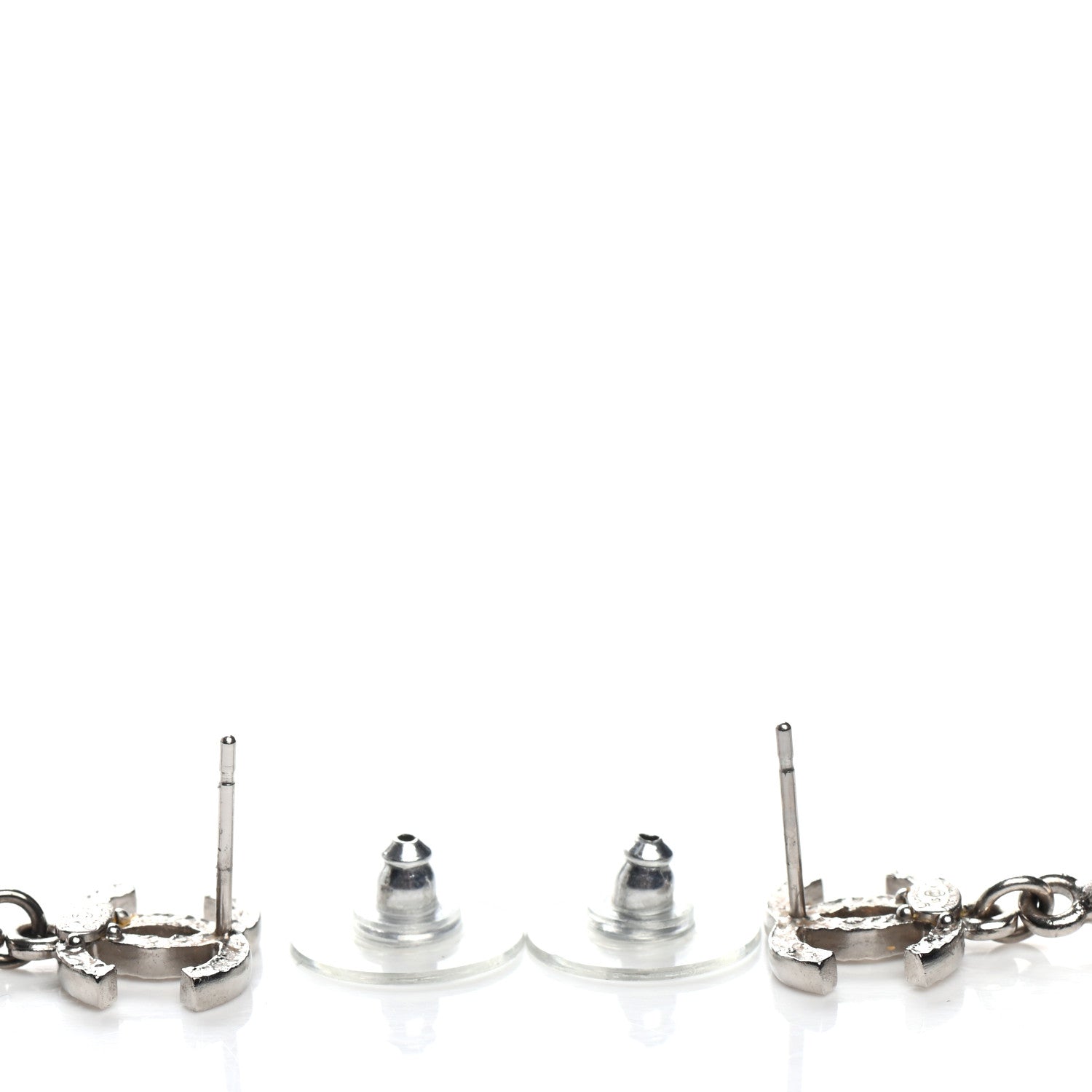 Chanel Crystal CC Tear Drop Earrings Silver 3 of 4