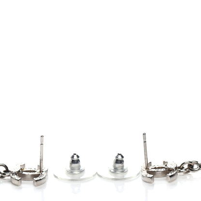 Chanel Crystal CC Tear Drop Earrings Silver 3 of 4
