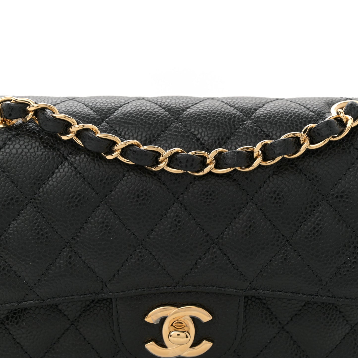 Caviar Quilted Small Double Flap Black