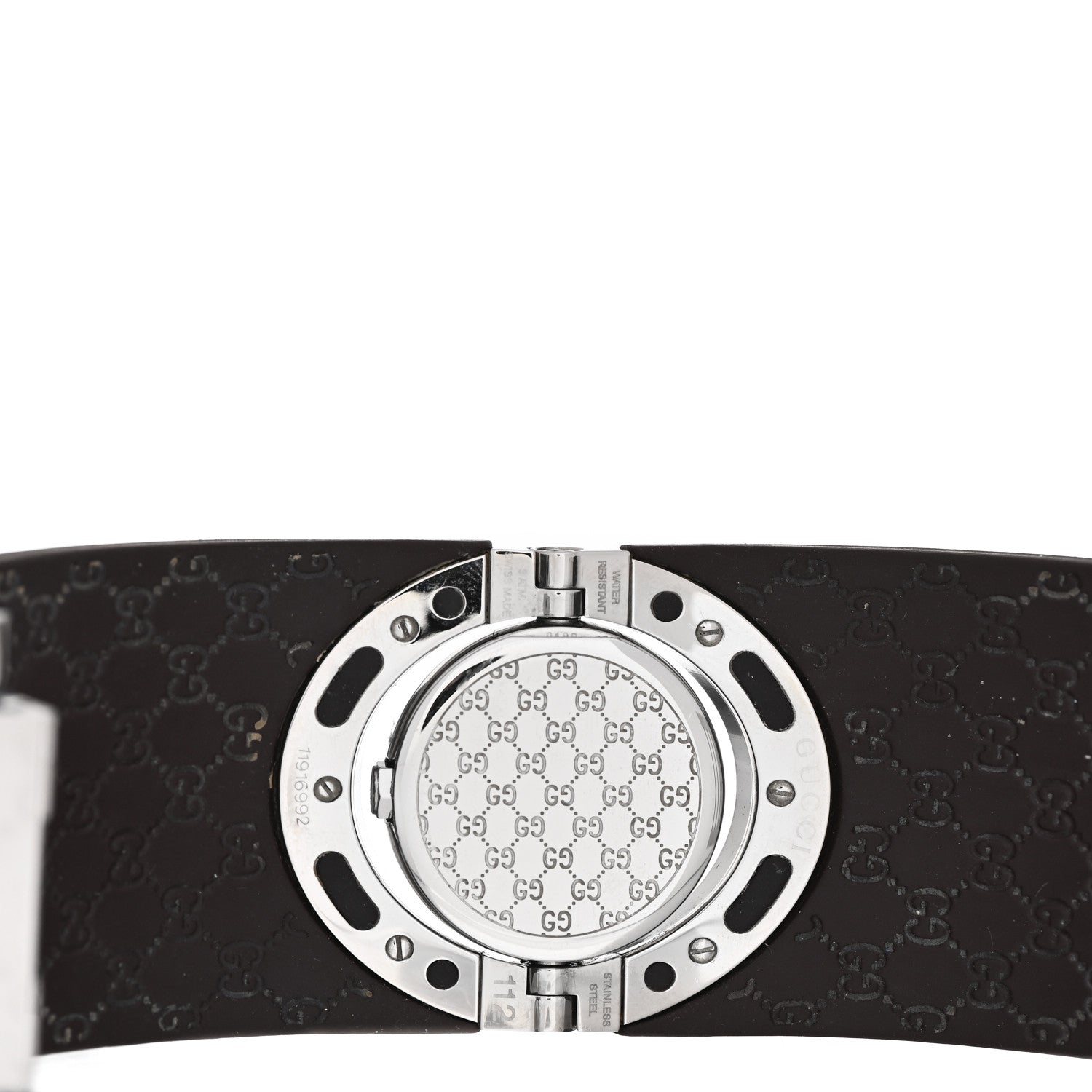 Gucci Stainless Steel Rubber Diamond Bezel 33mm Twirl Quartz Watch Brown 4 of 4
