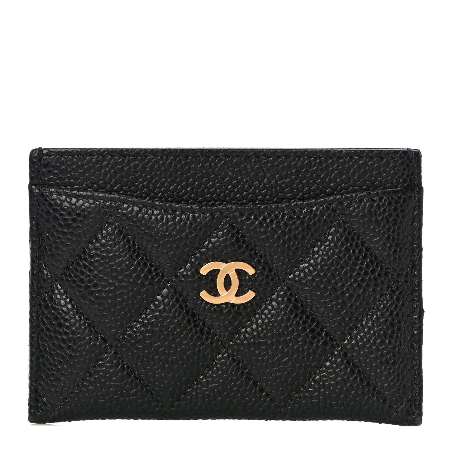 Caviar Quilted Card Holder Black