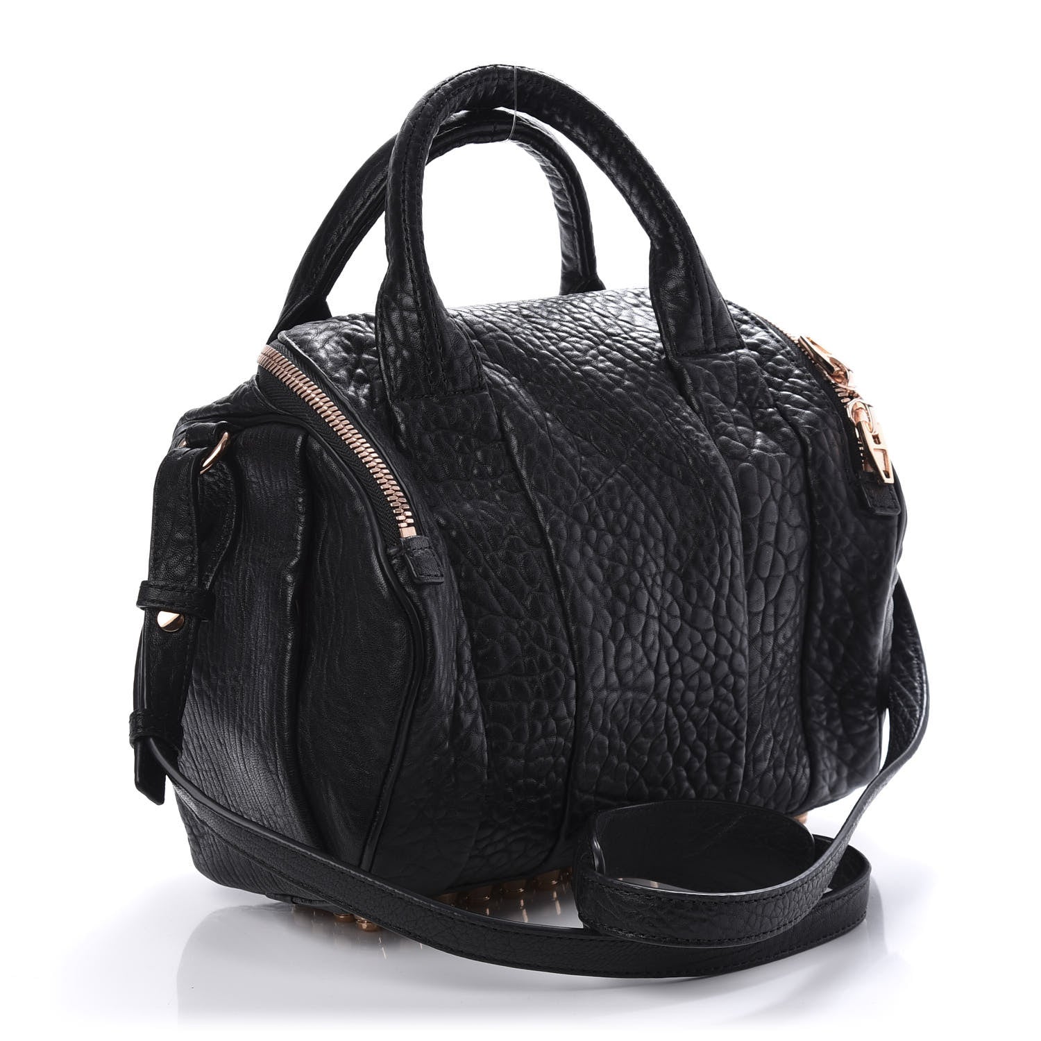Alexander Wang Pebbled Lambskin Rockie Black Rose Gold Hardware 3 of 9