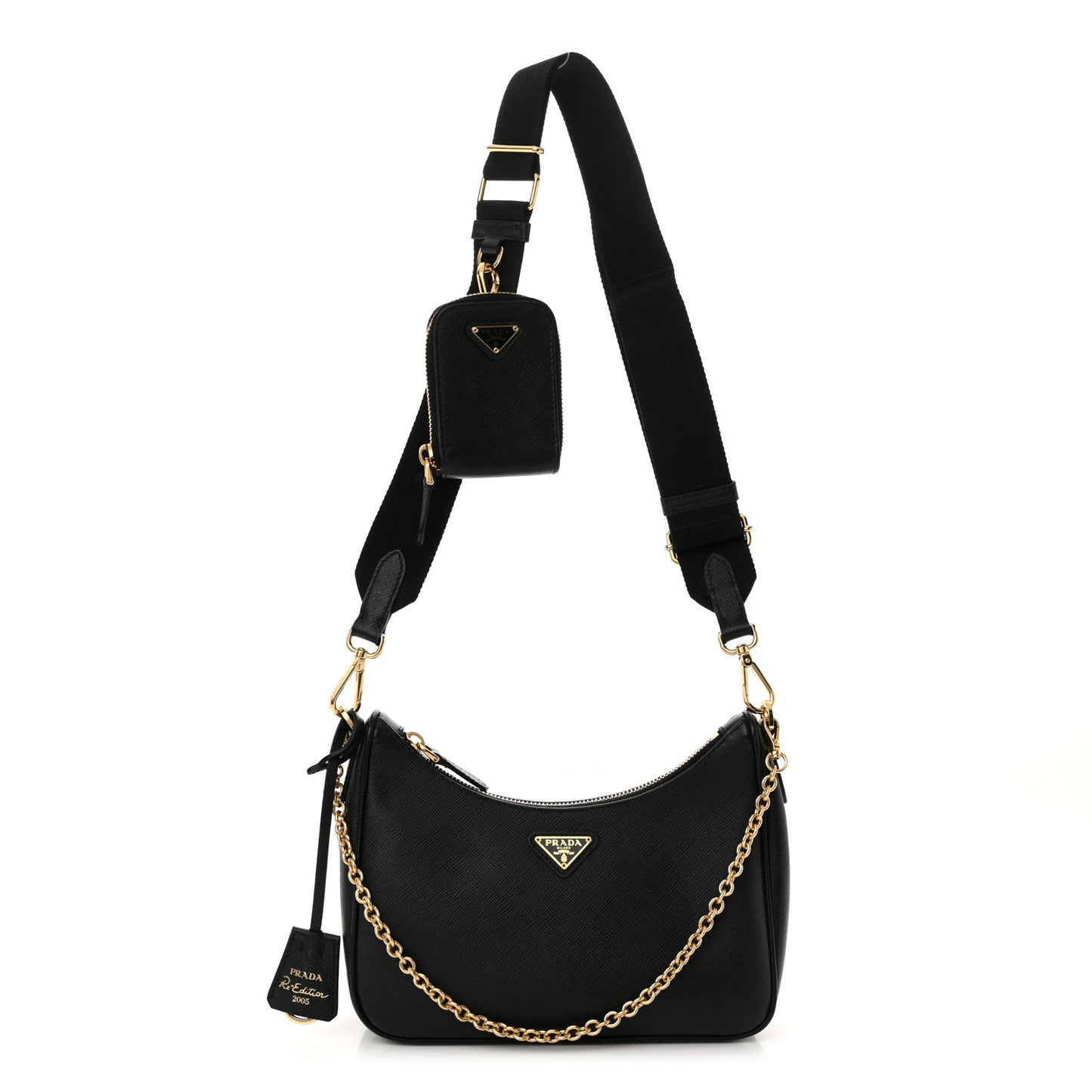 Saffiano Lux Re-Edition 2005 Shoulder Bag Black