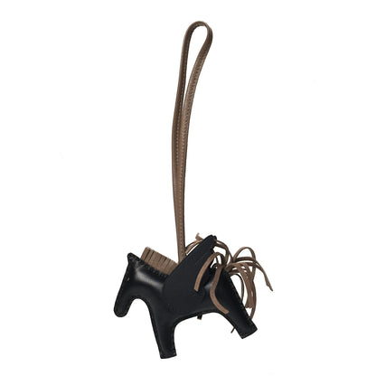 Hermes Milo Lambskin Grigri Rodeo Pegase Horse Bag Charm PM Black Etoupe 1 of 5