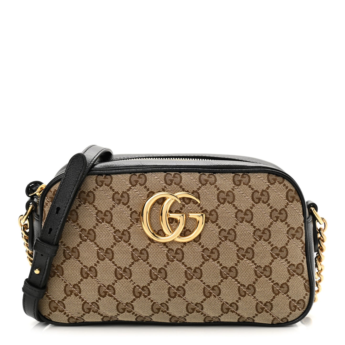 Monogram Matelasse Diagonal Small GG Marmont Chain Shoulder Bag Beige Black
