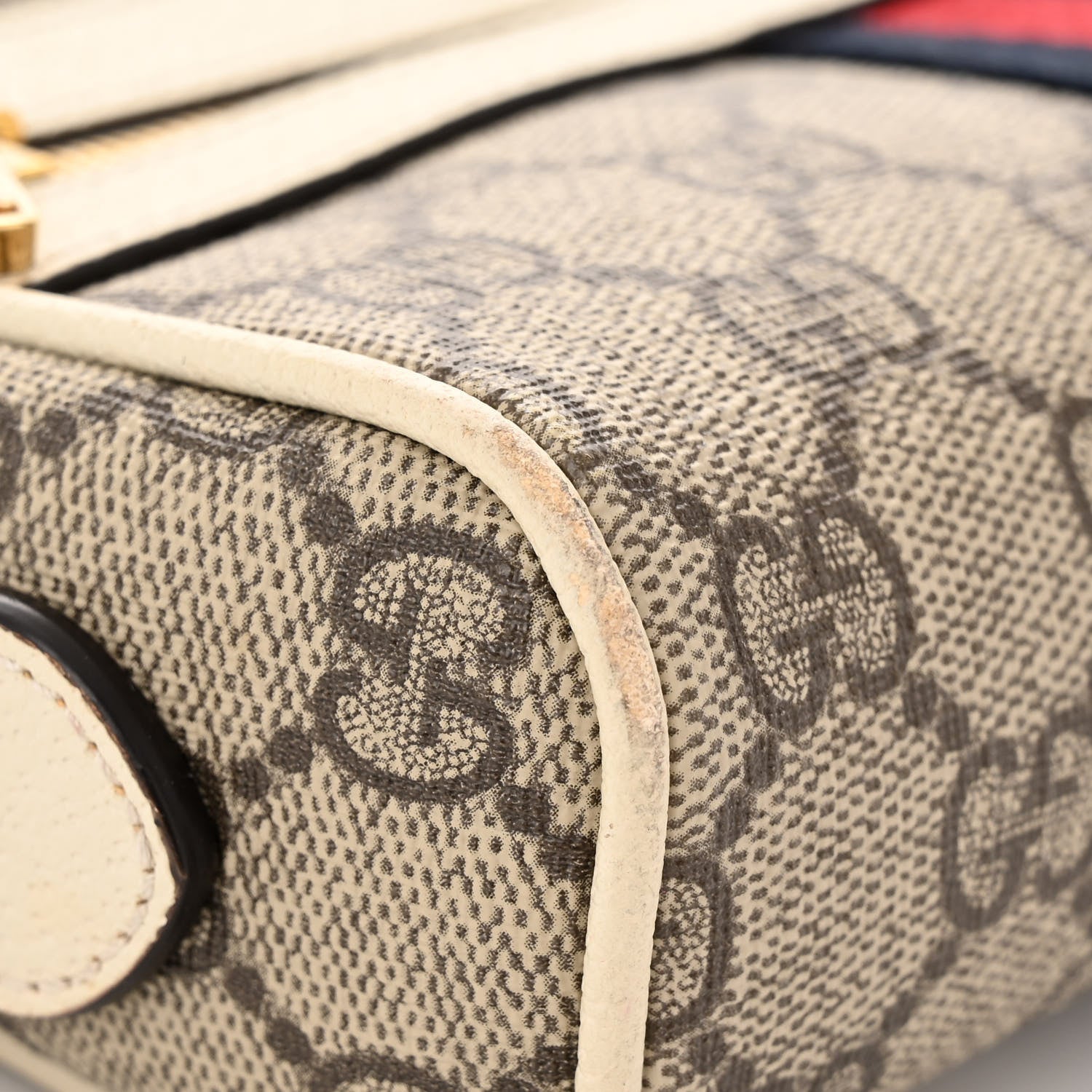 Gucci GG Supreme Monogram Textured Calfskin Web Mini Ophidia Shoulder Bag Beige Ebony Mystic White 11 of 17