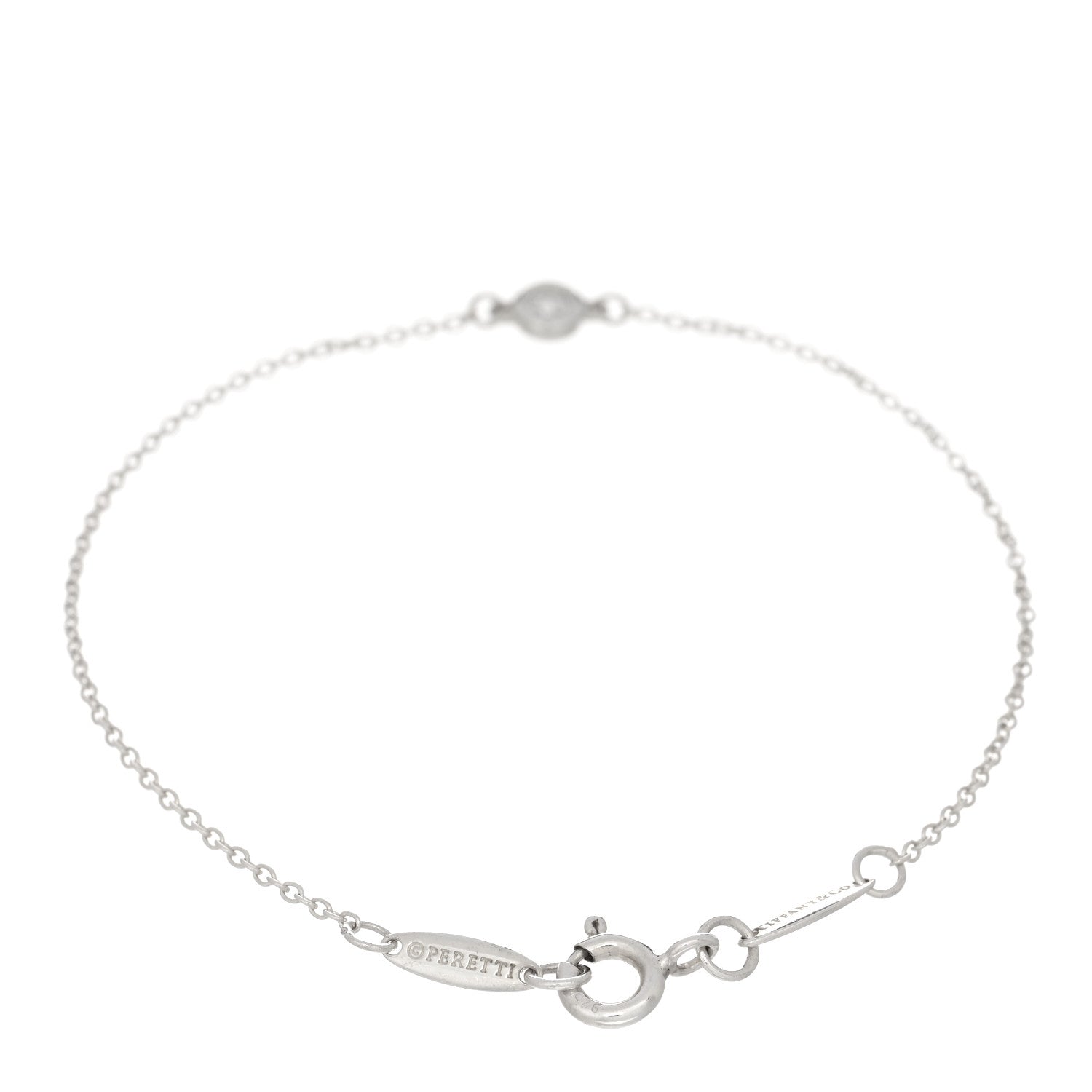 Tiffany Sterling Silver Diamond .05ct Elsa Peretti Diamonds by the Yard Bracelet 2 of 3