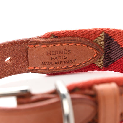 Hermes Toile Natural Bridle Medor Feu II Dog Collar XS Dark Irish 3 of 5
