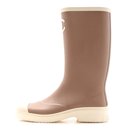 Chanel Caoutchouk CC High Boots 38 Beige White 1 of 12