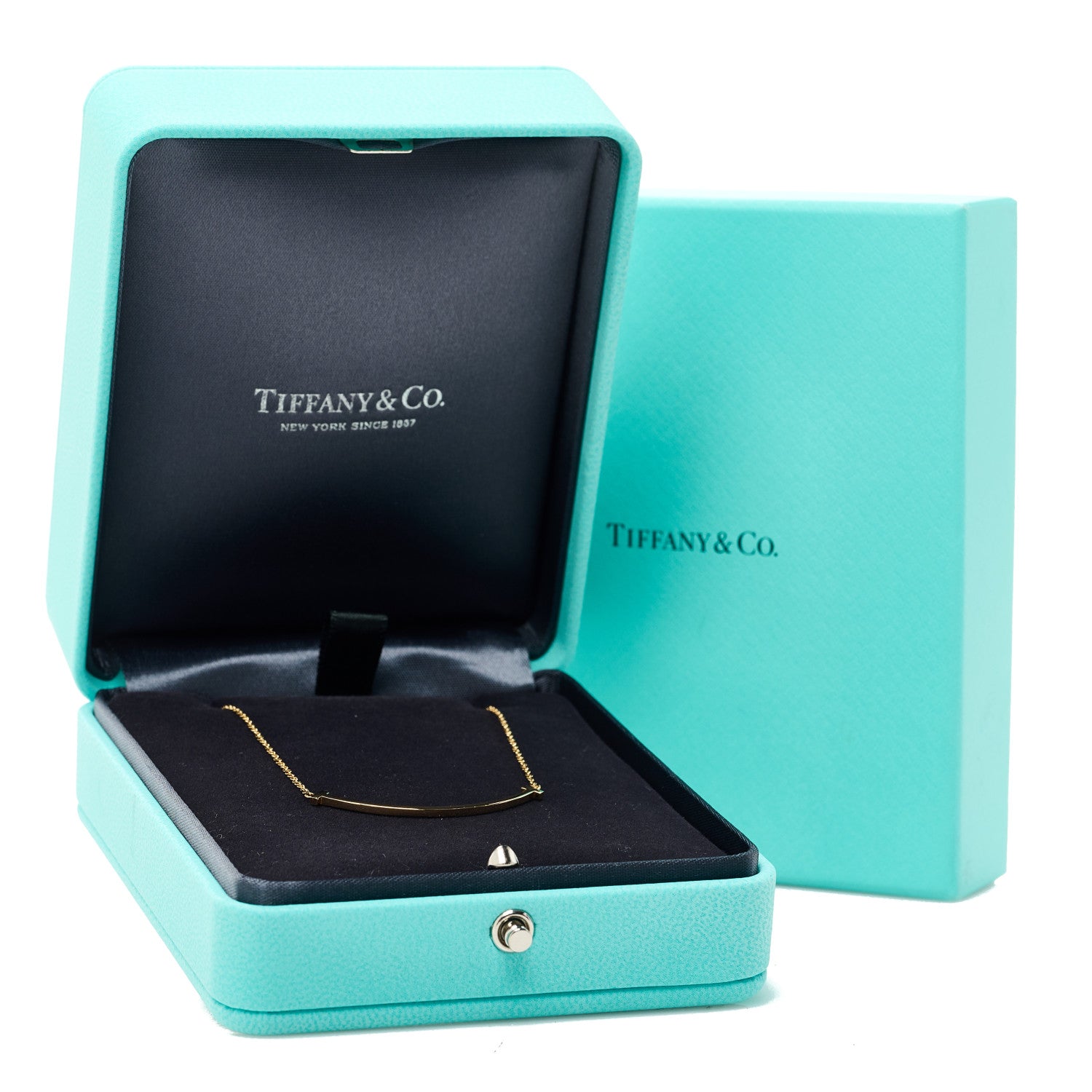 Tiffany 18K Yellow Gold Small T Smile Pendant Necklace 6 of 6