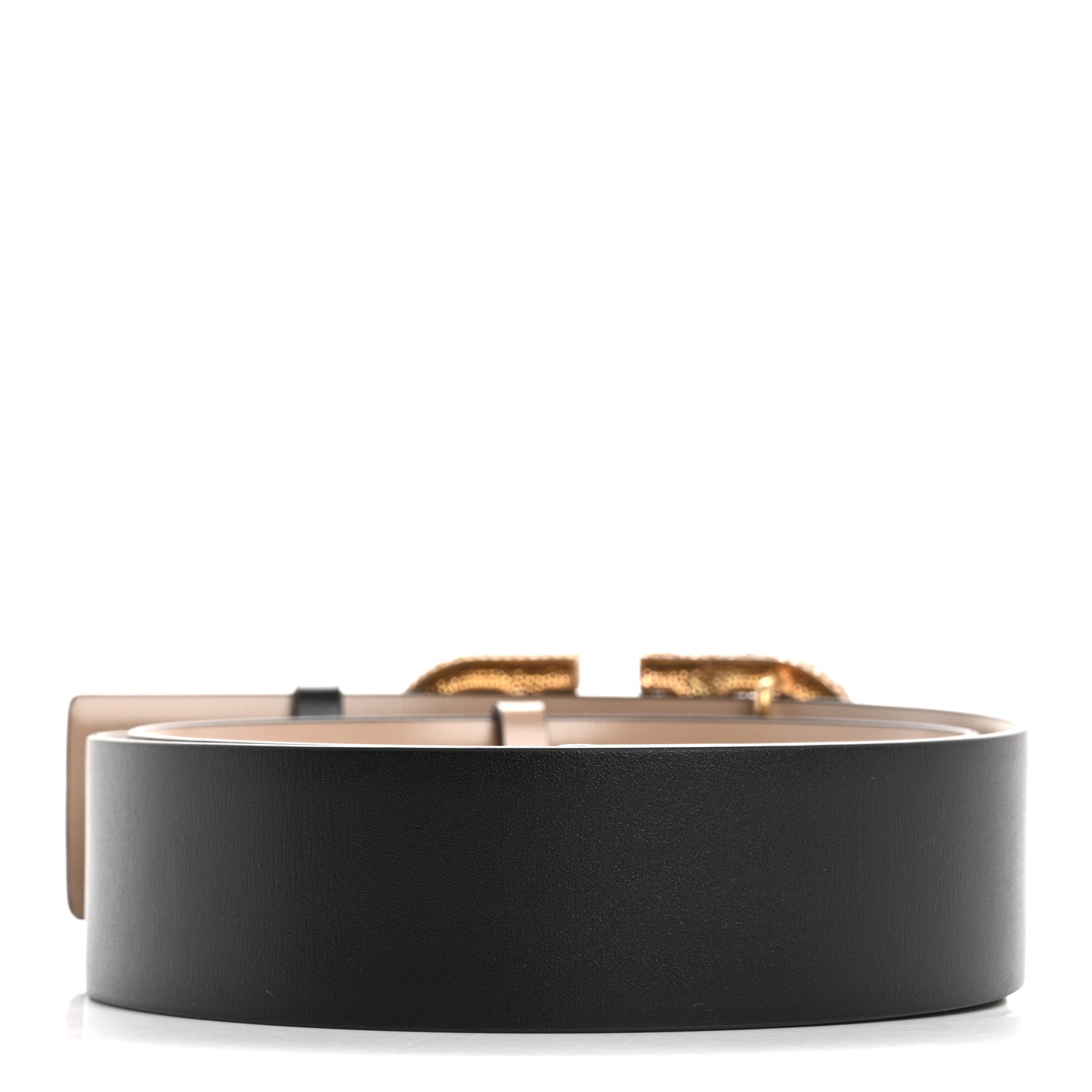Valentino Garavani Calfskin Crystal VLogo 40mm Belt 95 38 Black Poudre 2 of 6
