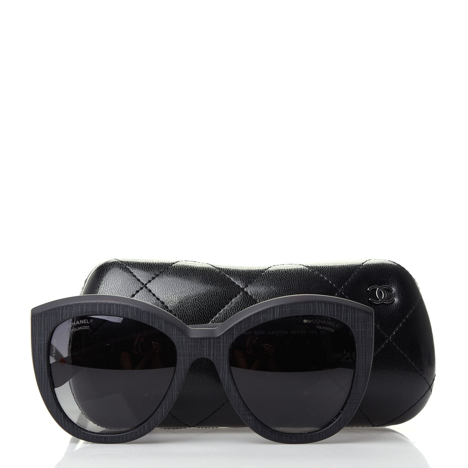 Chanel Tweed Effect CC Polarized Butterfly Signature Sunglasses 5332 Black 8 of 8