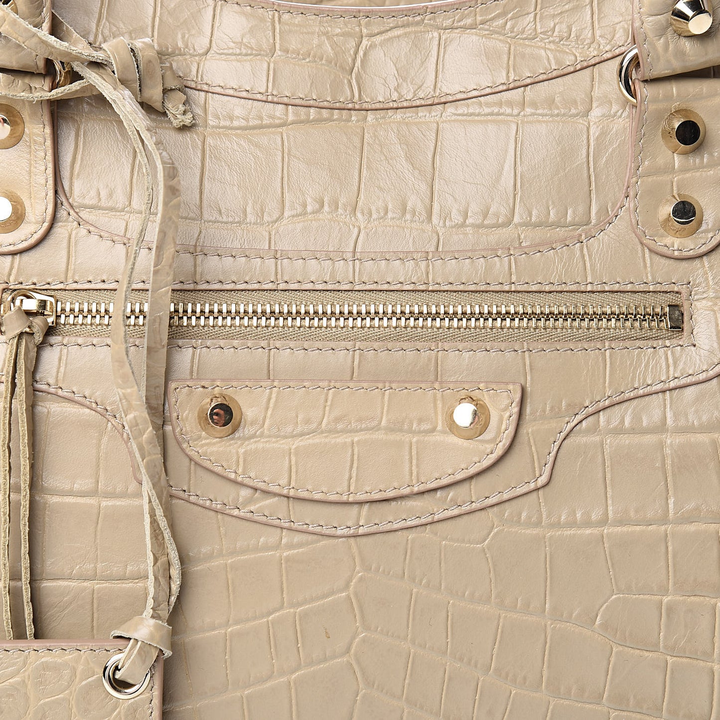 Calfskin Crocodile Embossed Classic Gold Hardware City Beige Latte