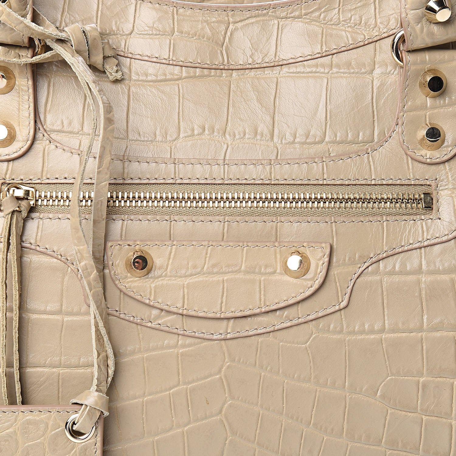 Balenciaga Calfskin Crocodile Embossed Classic Gold Hardware City Beige Latte 13 of 13