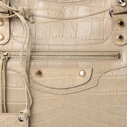 Balenciaga Calfskin Crocodile Embossed Classic Gold Hardware City Beige Latte 13 of 13