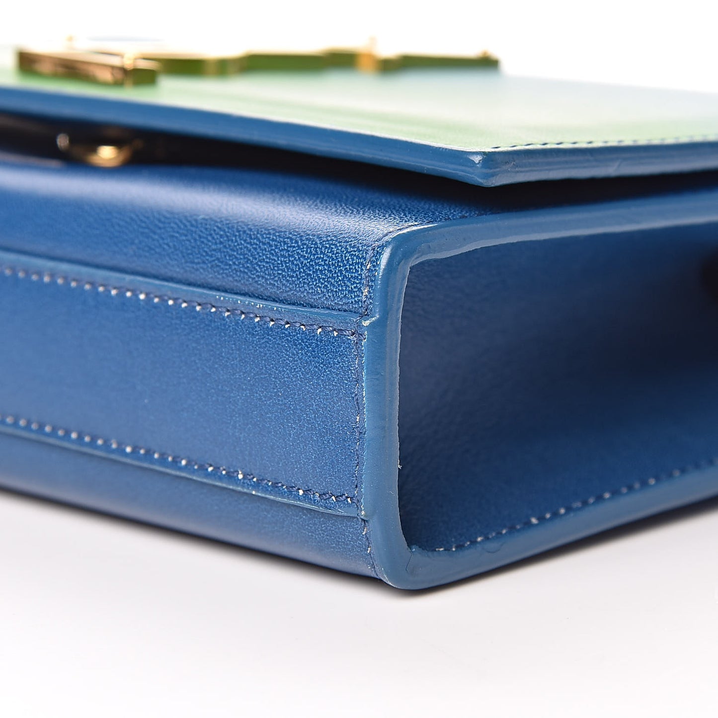 Calfskin Degrade Small Kate Monogram Satchel Green Blue