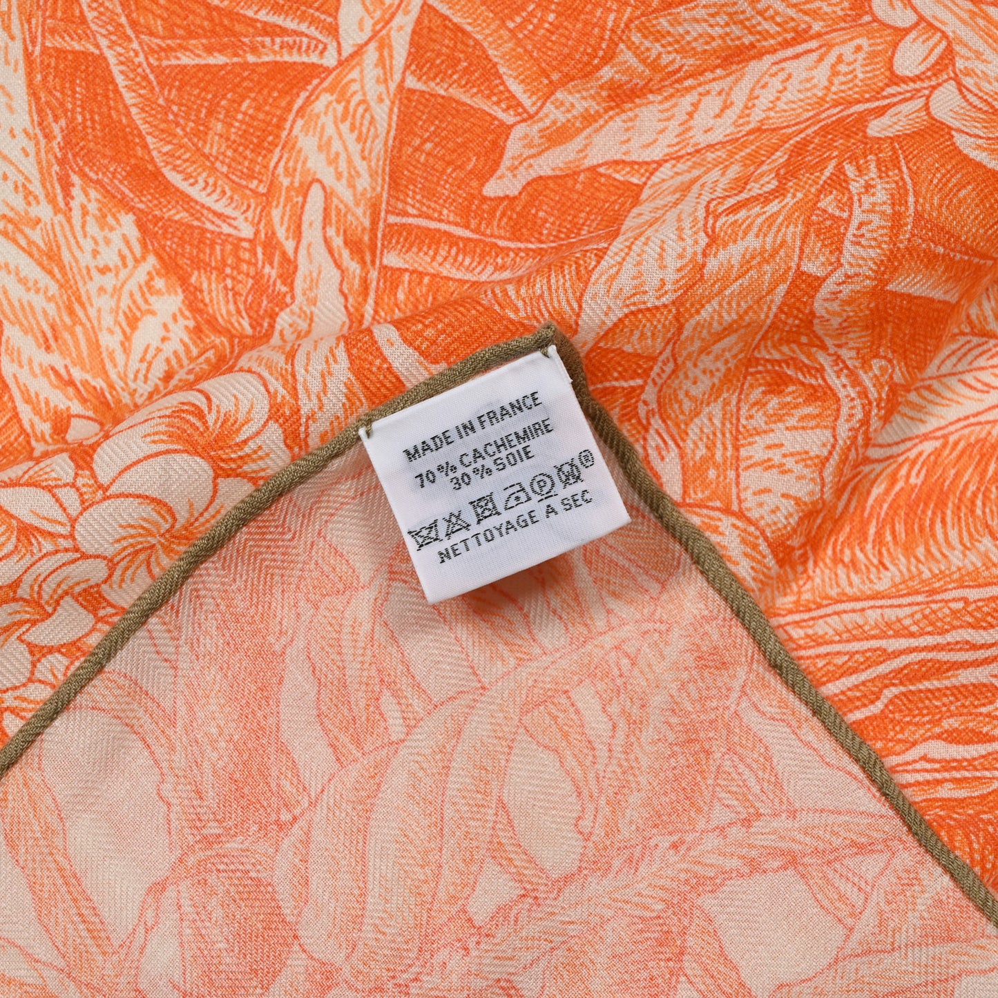 Cashmere Silk All 'Orto Botanico Di Palermo Shawl 140 Orange White Vert Chartreuse
