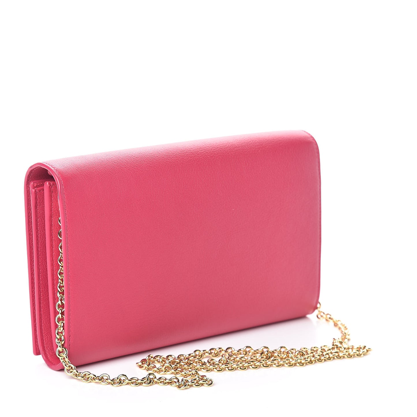 Calfskin Belle de Jour Chain Clutch Fushia