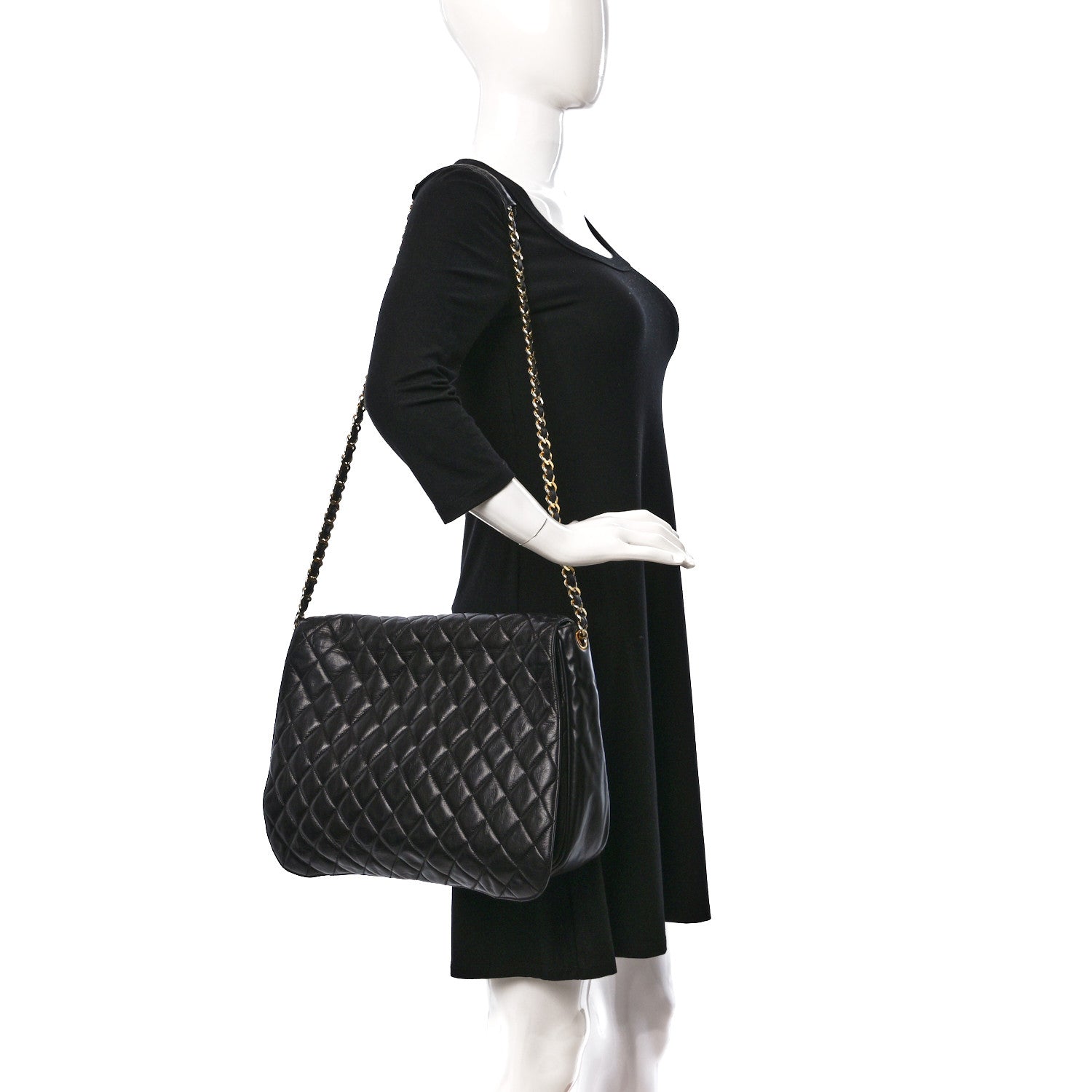 Chanel Aged Calfskin Quilted Messenger Bag Black 2 of 13