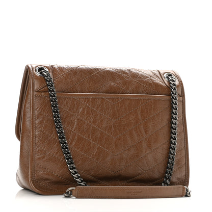 Saint Laurent Crinkled Calfskin Matelasse Monogram Medium Niki Chain Satchel Tan Brown 2 of 8