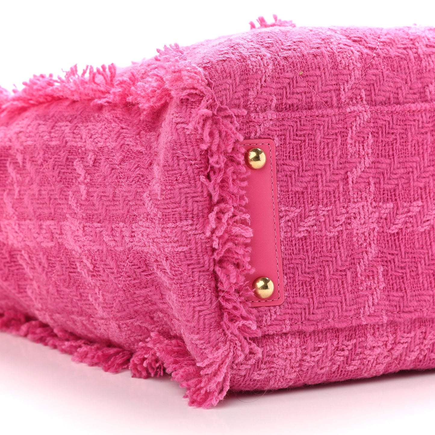 Wool Tweed Large Zipped Shopping Tote Pink