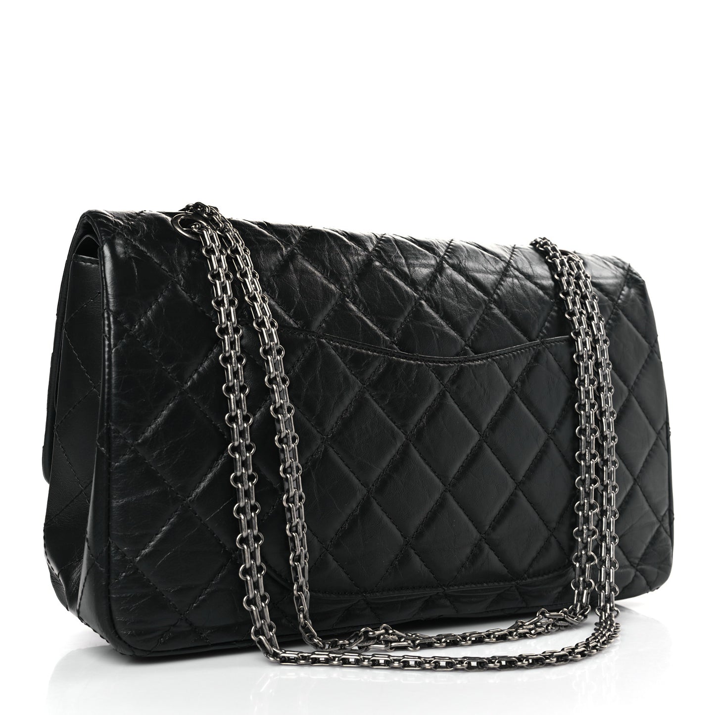 Aged Calfskin Quilted 2.55 Reissue 227 Flap Black
