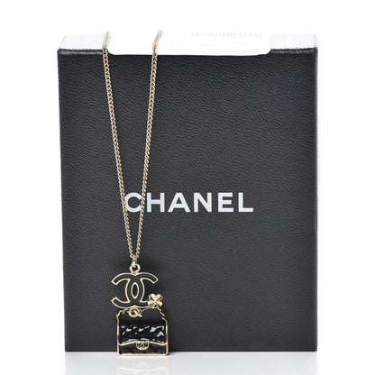 Chanel Enamel Charming Chic Classic Flap CC Charm Necklace Black 5 of 5