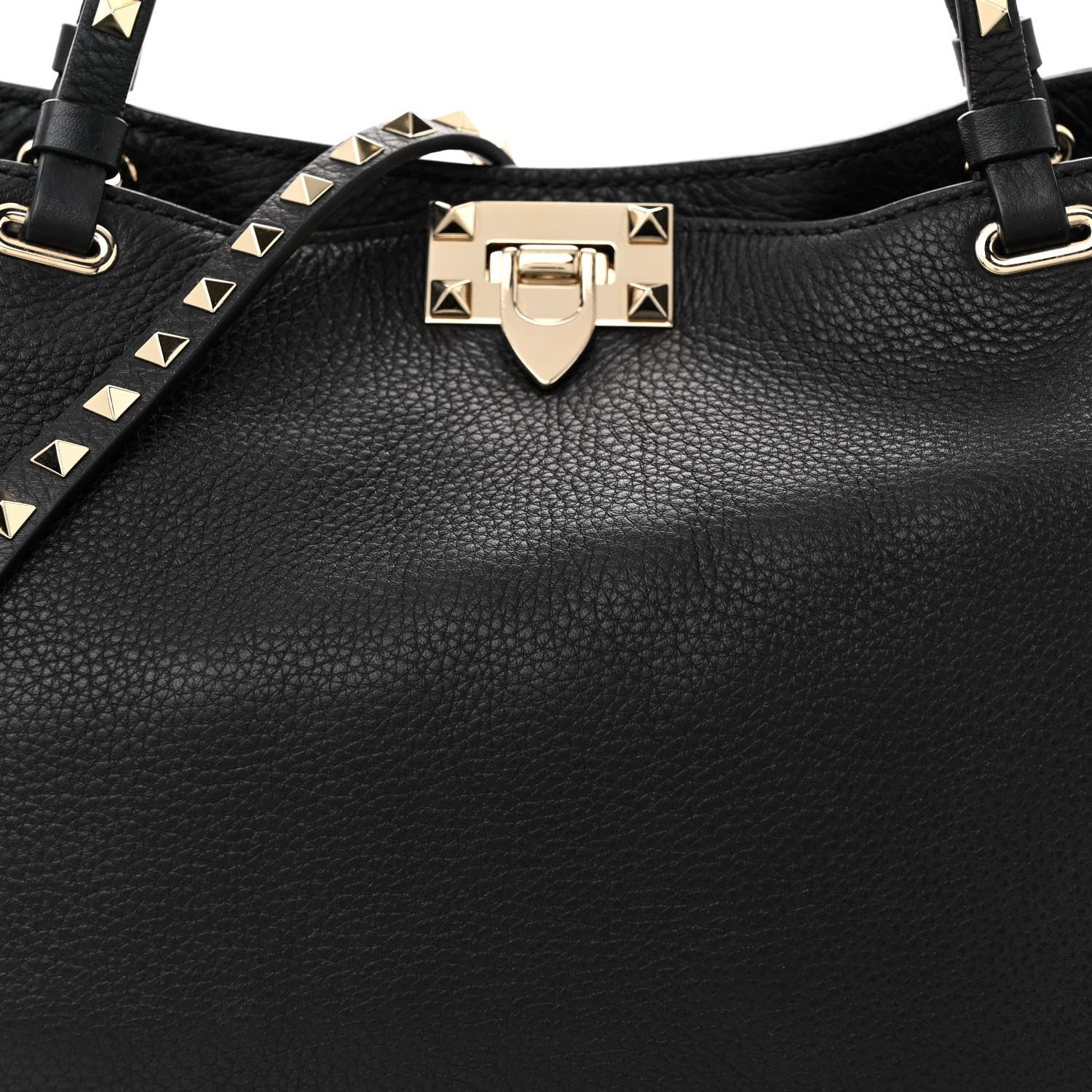 Valentino Garavani Pebbled Calfskin Medium Rockstud Tote Black 7 of 11