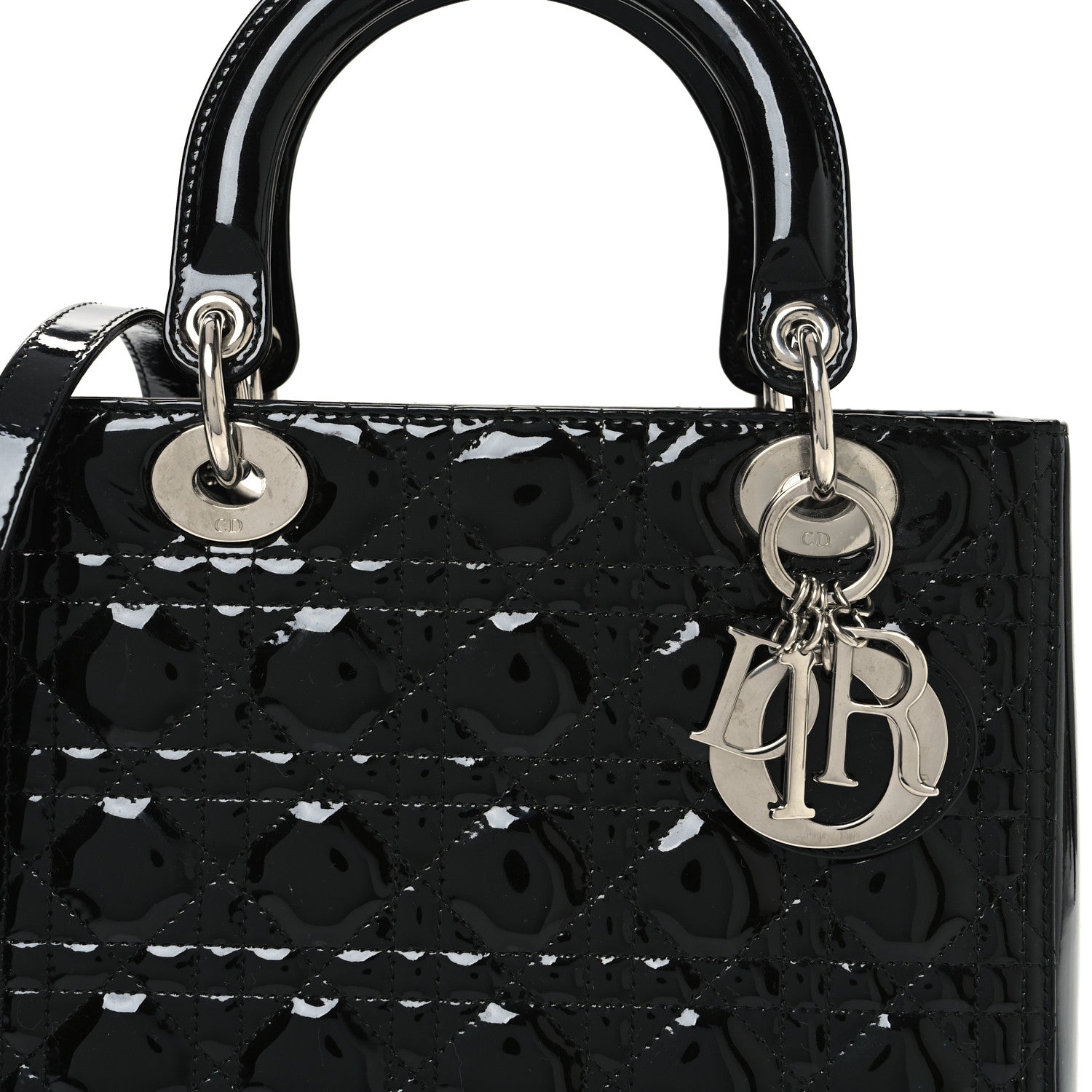 Christian Dior Patent Cannage Medium Lady Dior Black 9 of 13