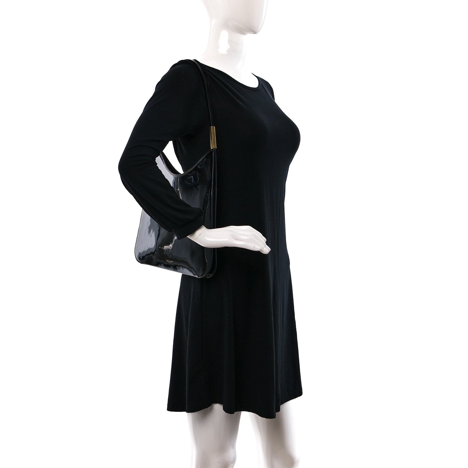 Saint Laurent Patent Calfskin Sadie Shoulder Bag Black 2 of 8