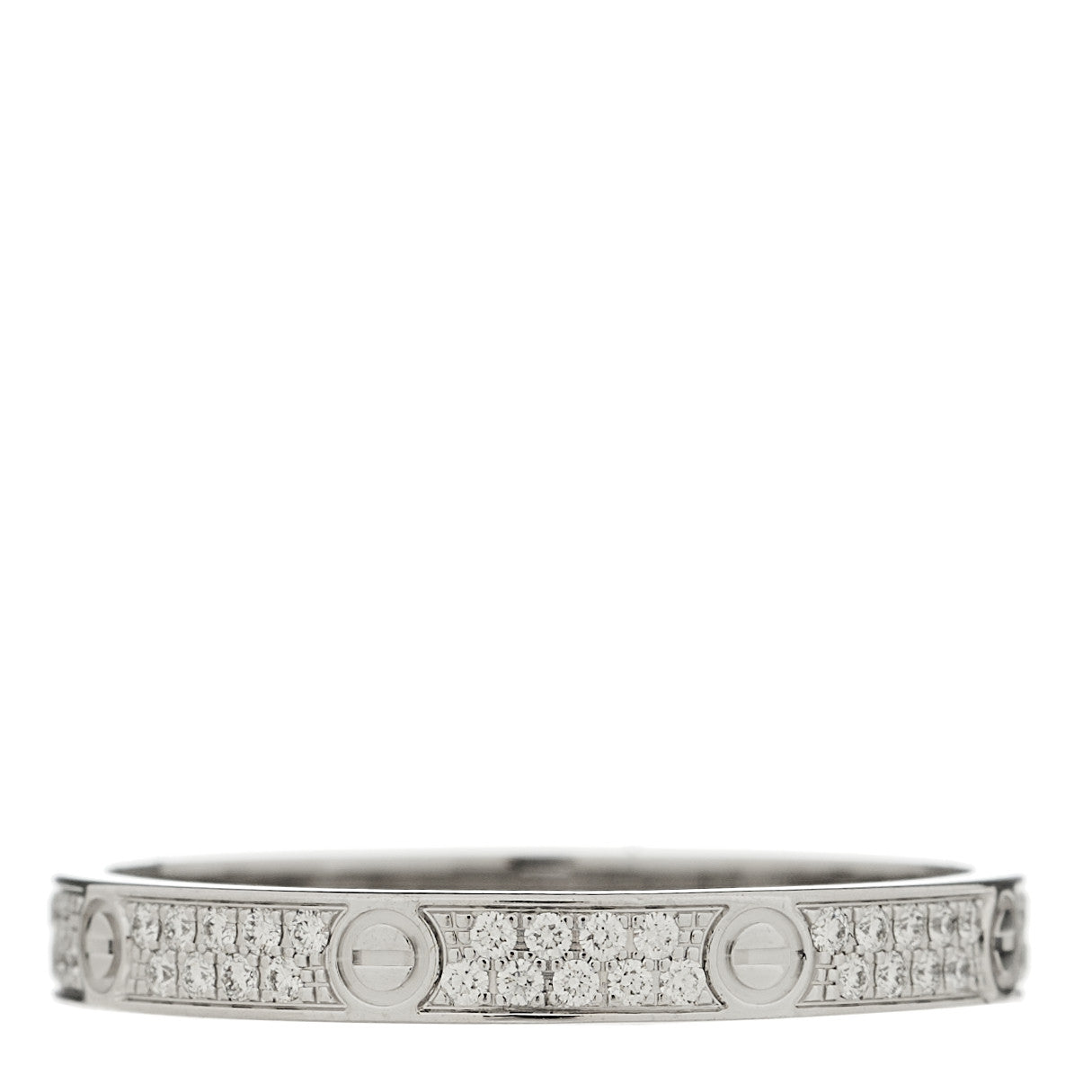 18K White Gold Diamond 2.6mm LOVE Paved Band Ring 54 7