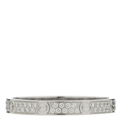 Cartier 18K White Gold Diamond 2.6mm LOVE Paved Band Ring 54 7 1 of 6