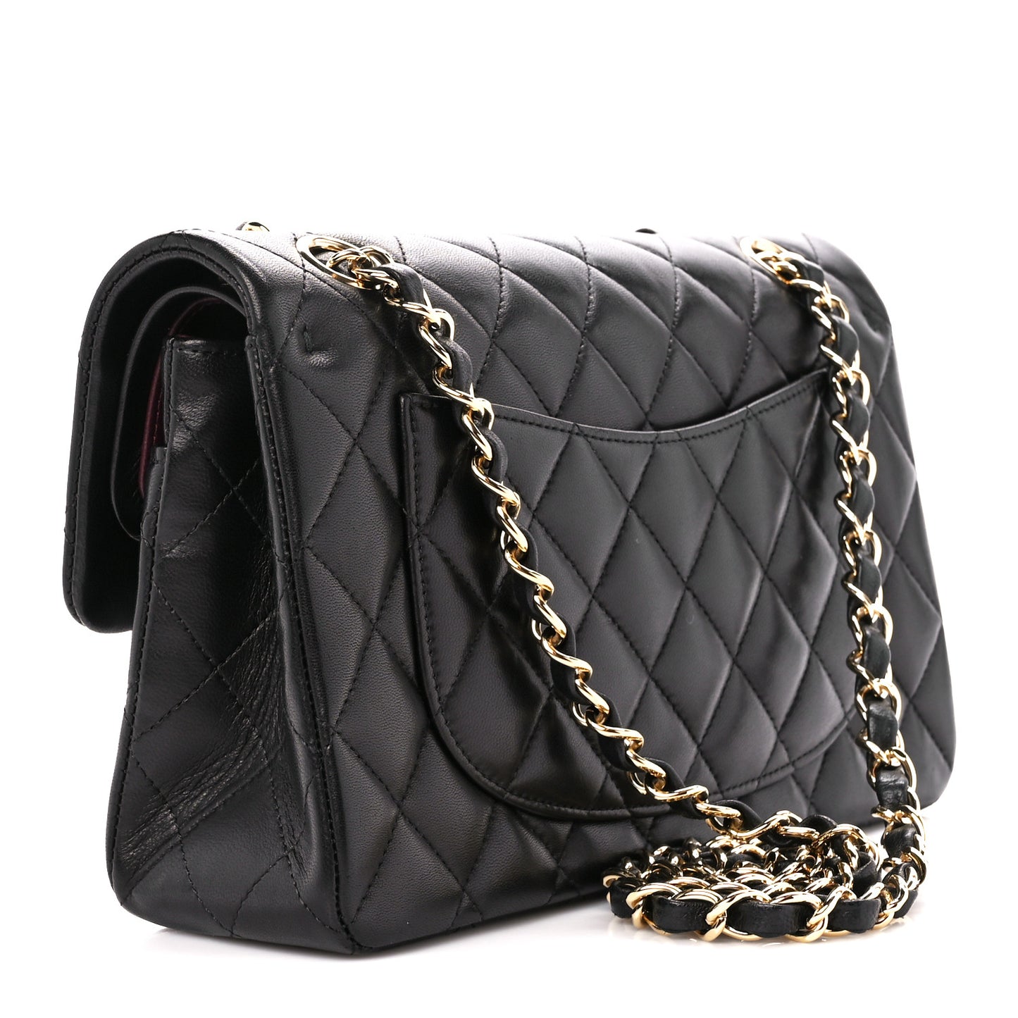 Lambskin Quilted Small Double Flap Black