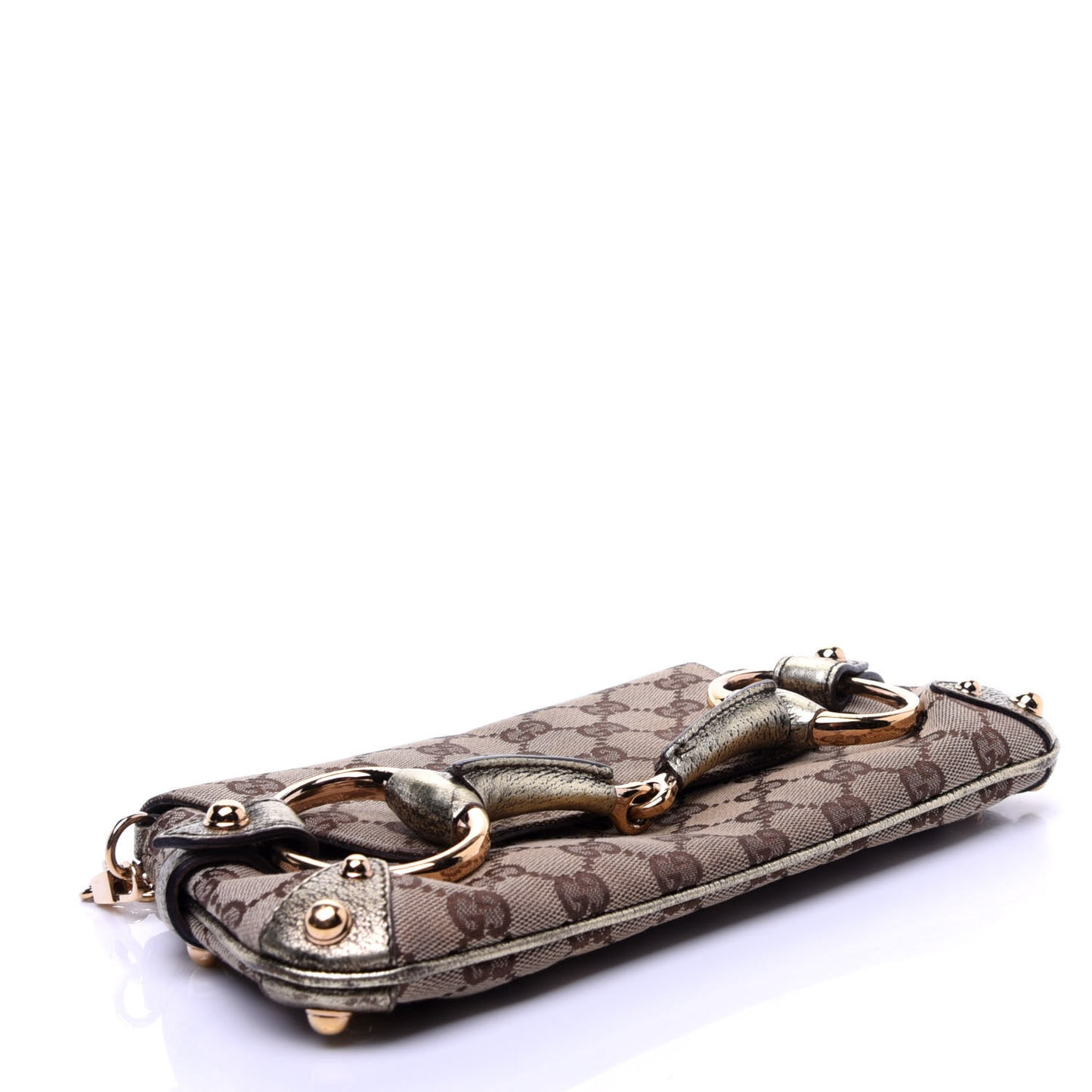 Monogram Horsebit Clutch Gold