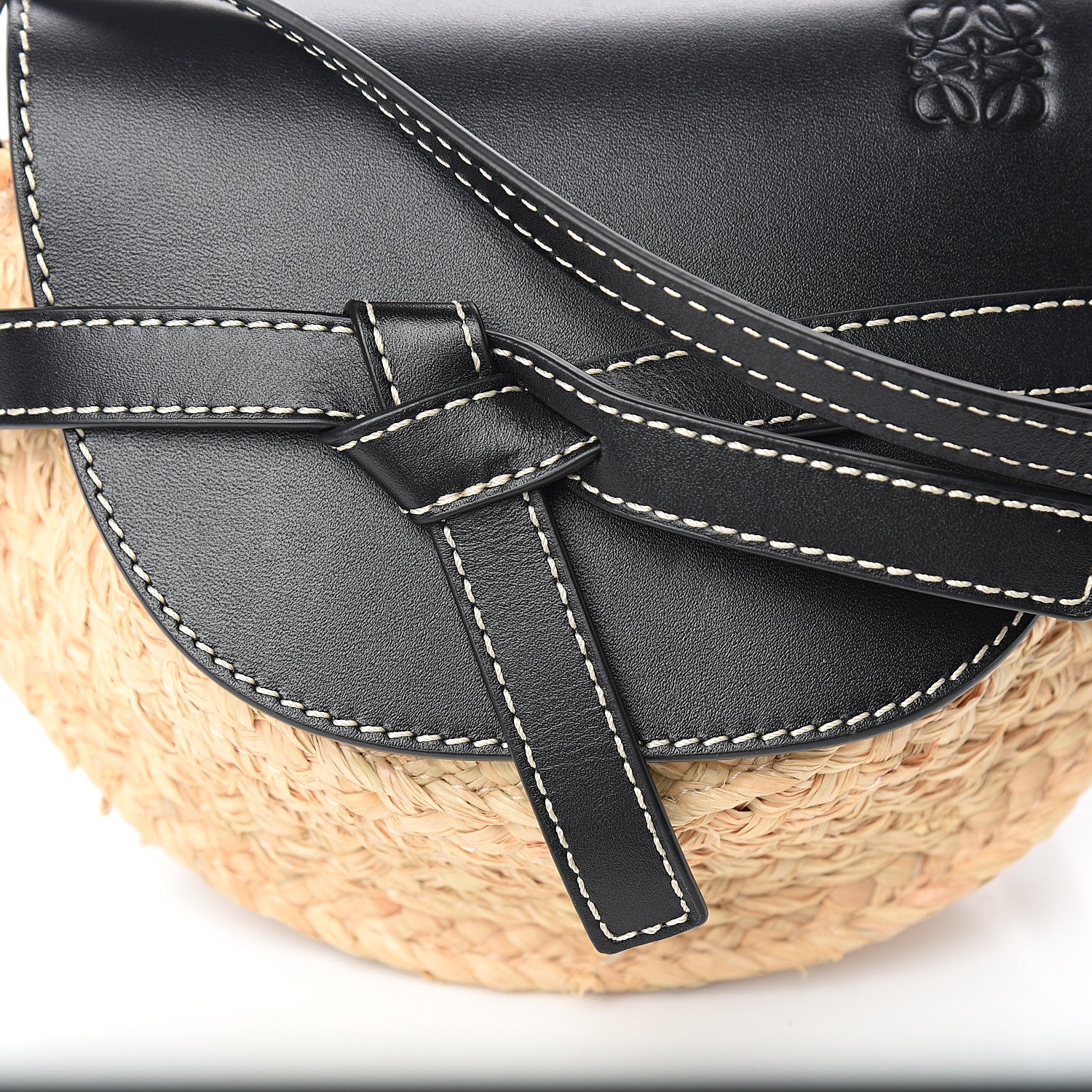 Loewe Calfskin Raffia Mini Gate Crossbody Bag Natural Black 8 of 8
