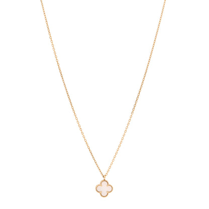 Van Cleef & Arpels 18K Yellow Gold Mother of Pearl Sweet Alhambra Pendant Necklace 1 of 6