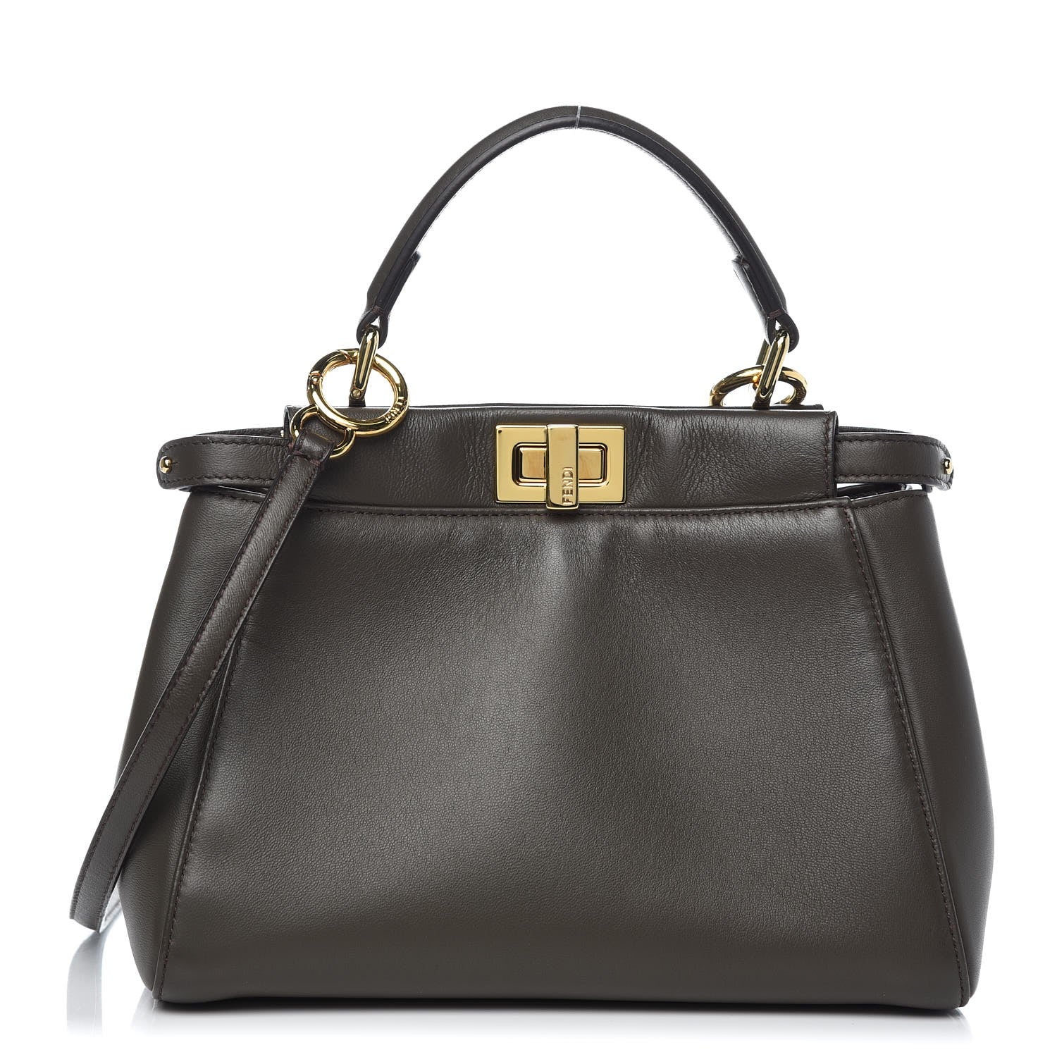 Fendi Nappa Mini Peekaboo Iconic Satchel Carbone 1 of 8