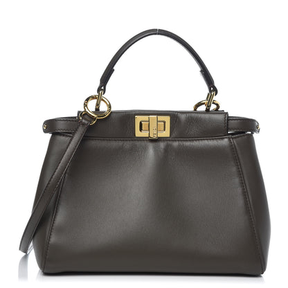 Fendi Nappa Mini Peekaboo Iconic Satchel Carbone 1 of 8