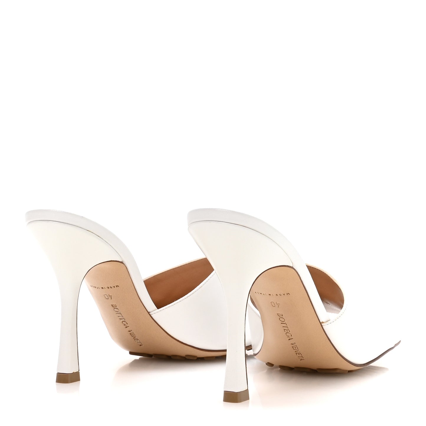 Lambskin Stretch Mule Sandals 40 Optic White