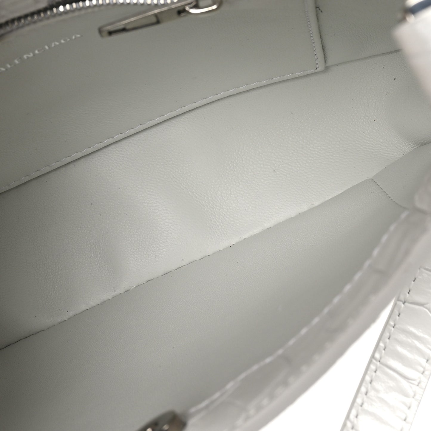 Shiny Super Supple Calfskin Crocodile Embossed Small XX Bag Optic White