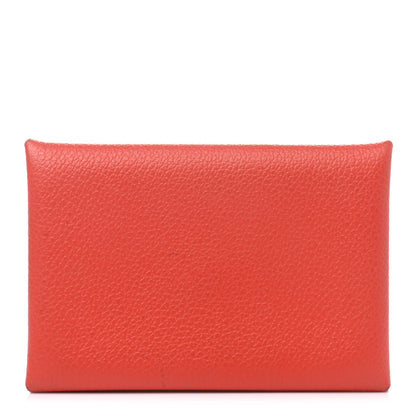 Hermes Evercolor Calvi Card Case Rouge de Coeur 1 of 8