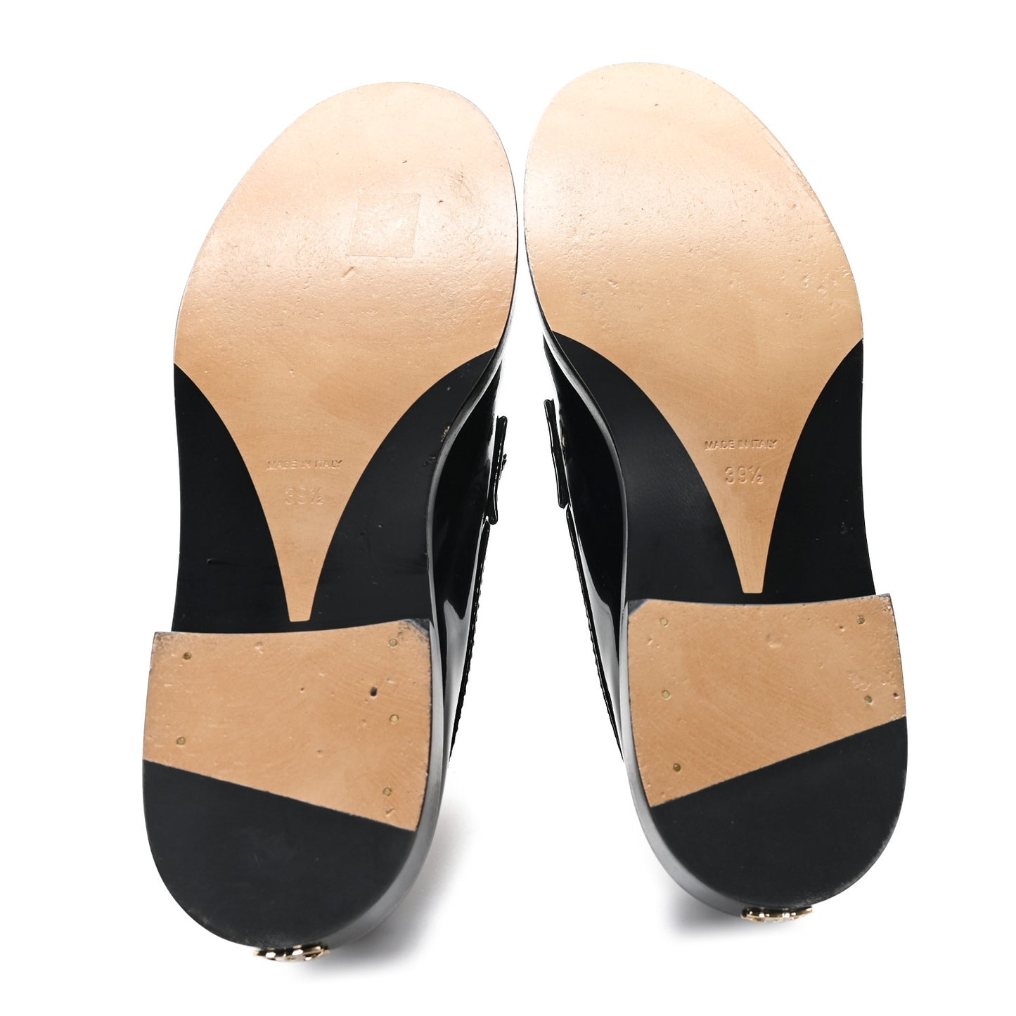 Shiny Calfskin Logo Loafers 39.5 Black