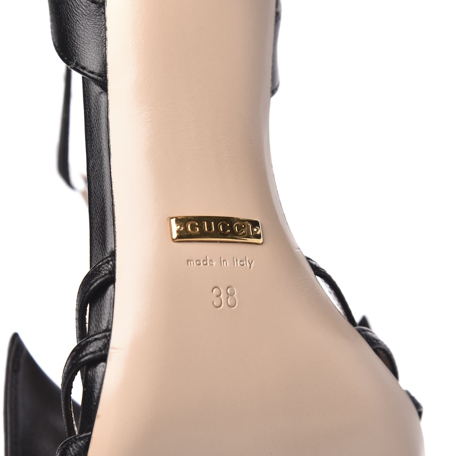 Gucci Nappa Queen Margaret Mid Heel Sandals 38 Black 6 of 7