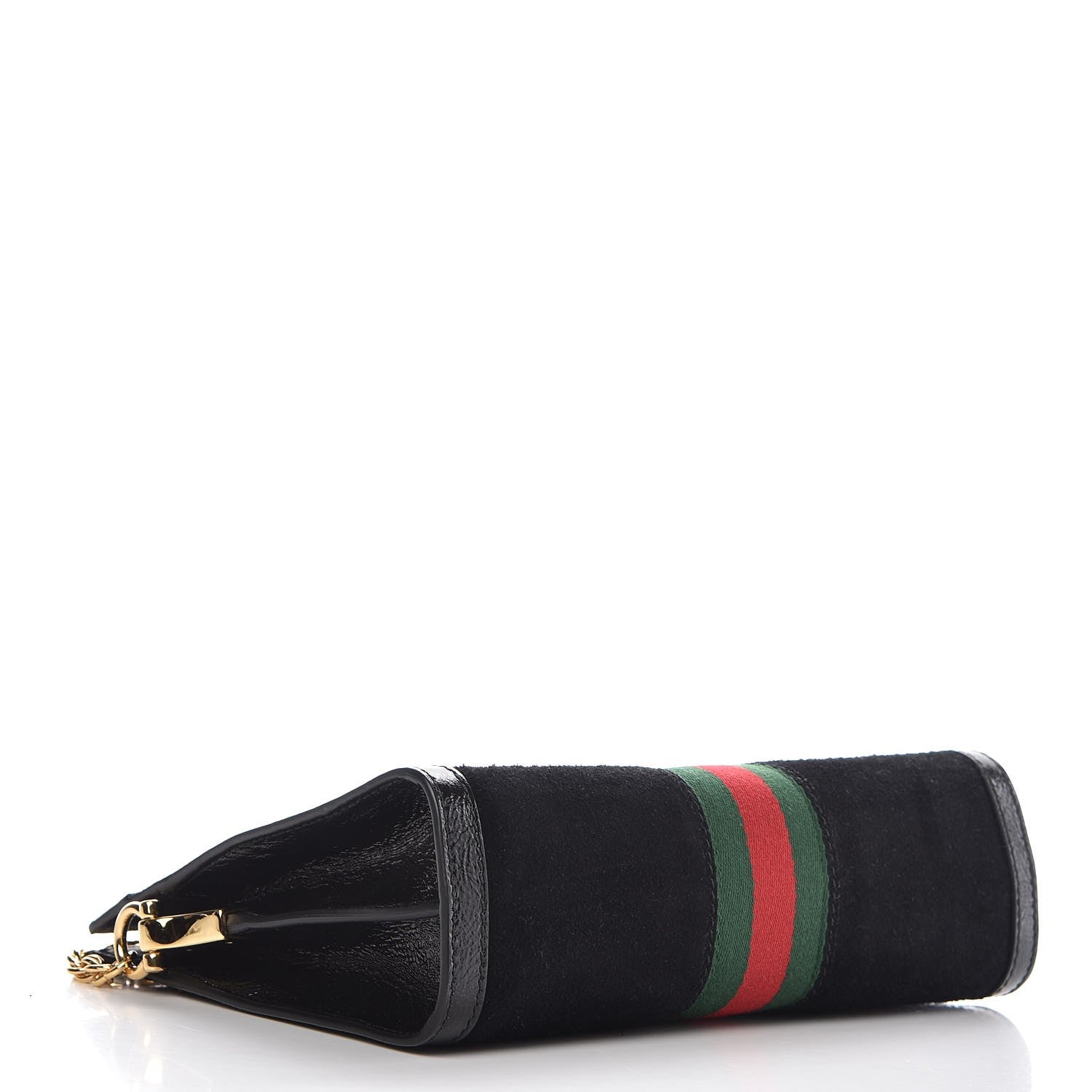 Gucci Suede Patent GG Web Small Ophidia Chain Shoulder Bag Black 4 of 7