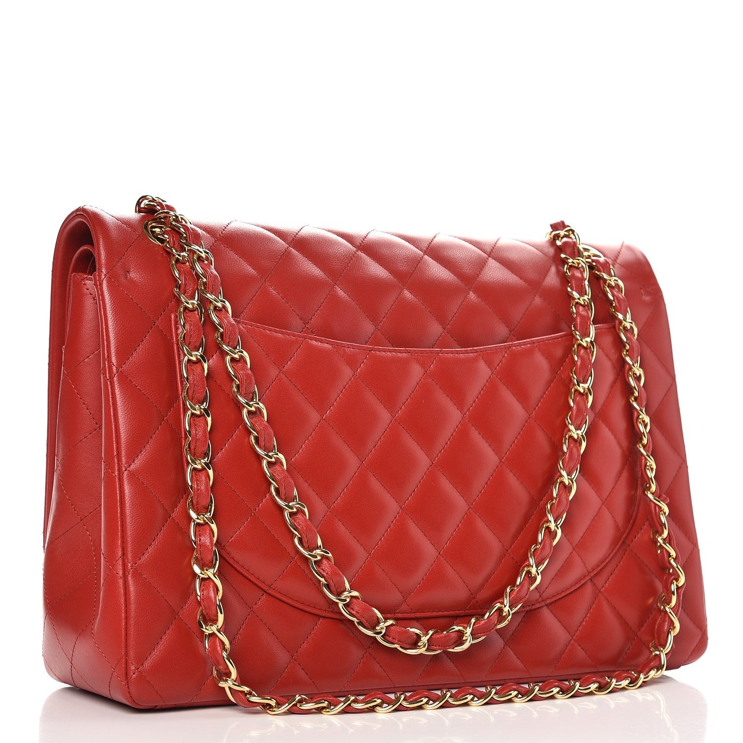 Lambskin Quilted Maxi Double Flap Red
