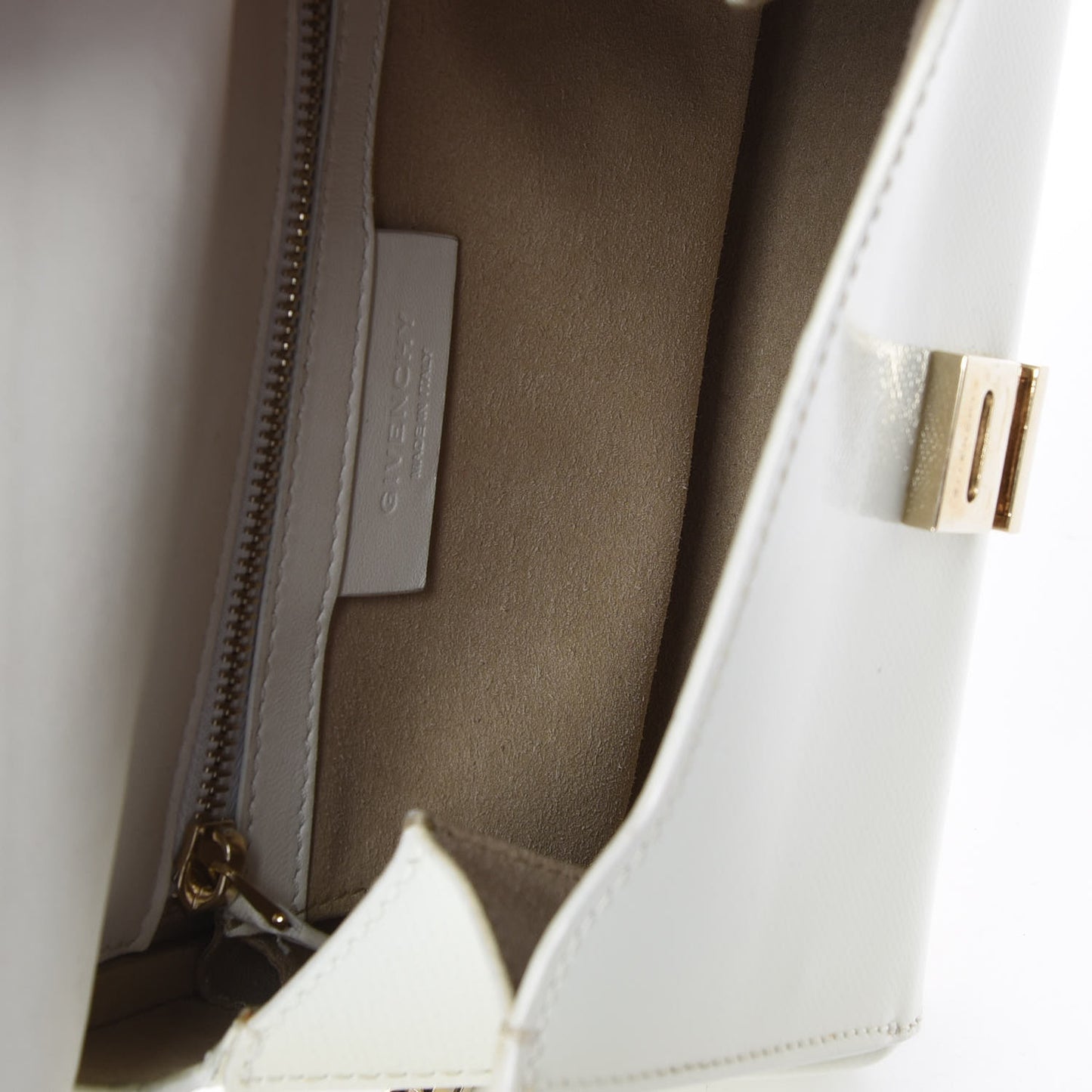 Patent Calfskin Mini Pandora Box Chain Crossbody Bag White