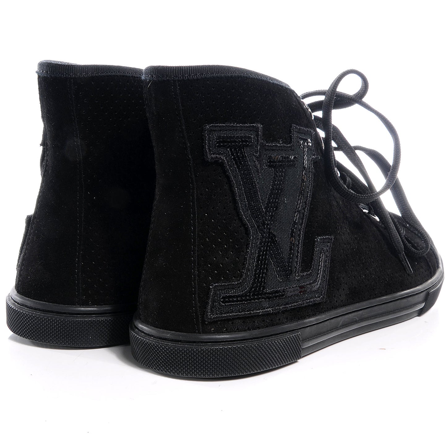 Suede Sequins Perforated Punchy High Top Sneakers 38 Black