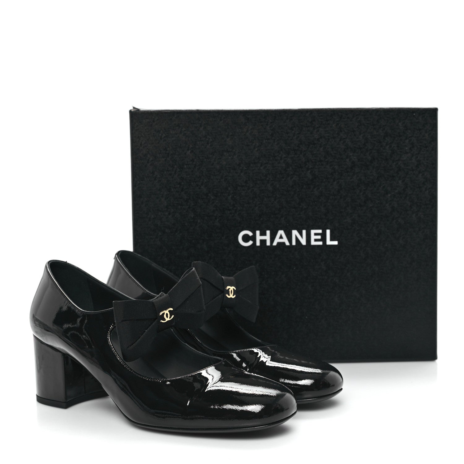 Chanel Patent Calfskin Grosgrain CC Mary Jane Pumps 40 Black 10 of 10